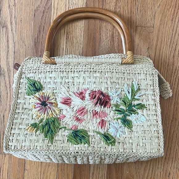 Fossil Vintage Cream and Pink Floral Satchel - Picture 1 of 5